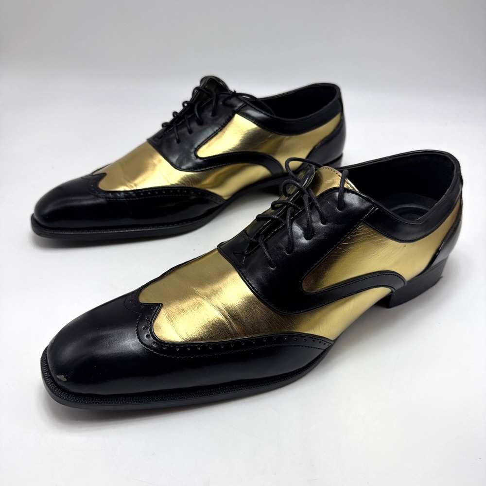 Bolano Lawson Two Tone Black & Gold Wingtips Dress Shoes Men's Size 14